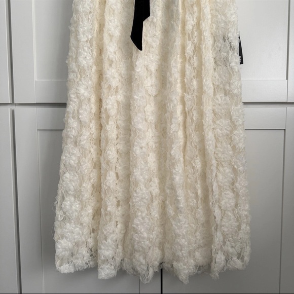 Lulu's Ivory 3D Floral Lace Strapless Midi Dress Formal Prom Wedding Party Gown - Picture 7 of 16